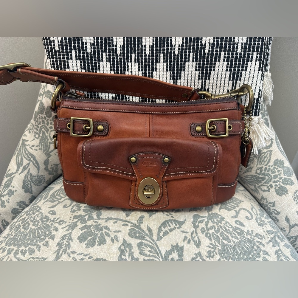 Vintage Coach Legacy Turn Lock 65th Anniversary Brown Leather Bag